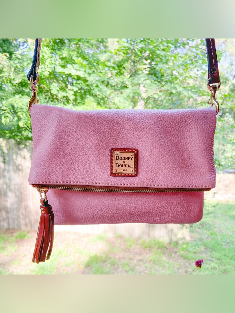 Dooney & Bourke Pebble Grain Foldover Zip Crossbody Bag-Croquett CORAL SALMON